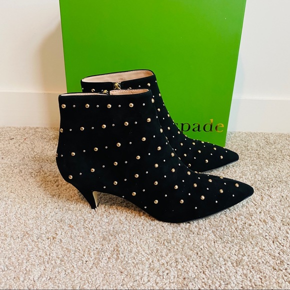 Kate Spade Genuine Suede Leather Starr Studded Ankle Booties Size 9.5 - Picture 12 of 15
